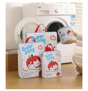 Sac à linge 3D portable avec impression mignonne et fine maille pour machine à laver les vêtements.