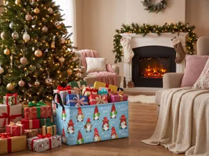 Panier de rangement de Noël pour jouets et vêtements avec motif de lutin mignon.