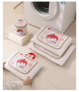 Lot de sacs à linge en filet avec motif de chien mignon, organisateur de voyage durable.