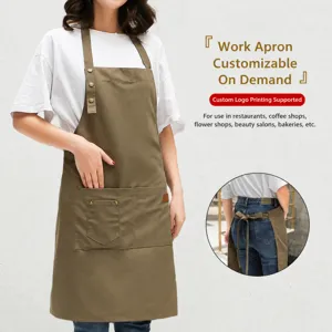 Grembiule da Lavoro in Tela Moderno Minimalista Con Tasche Multiple Fibbie in Metallo Grembiule Regolabile Con Tracolla Incrociata Resistente All acqua Per Uomo Donna Cucina Caffetteria