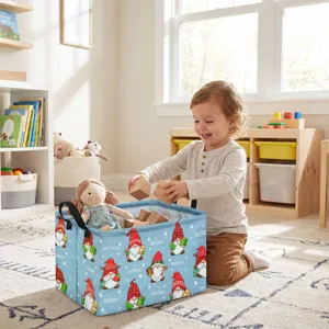 Panier de rangement étanche de Noël avec motifs de lutins pour jouets vêtements