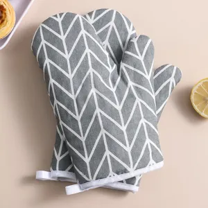 Gants de four de cuisine chevron gris gants de cuisson résistants à la chaleur vue principale