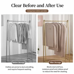 Housse anti-poussière suspendue pour vêtements, sac de rangement long pour manteaux et costumes.