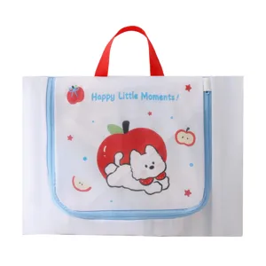 Sac à Linge en Maille Fine de Polyester Organisateur de Voyage Tridimensionnel Avec Poignée Sac de Protection Lavage Imprimé Chien Pomme