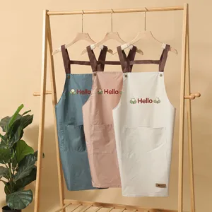 Baumwolle Leinen wasserdichte Küchenschürze mit Kreuzrücken und Tasche zum Kochen.