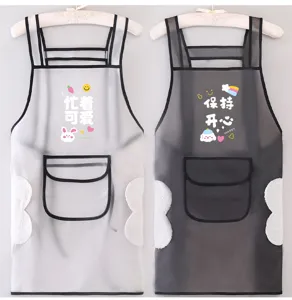 Tablier de cuisine étanche en TPU avec poches et essuie-mains, bavoir de cuisson résistant.
