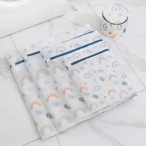 Set de bolsas de malla para lavadora con arcoíris, protector duradero para ropa delicada.
