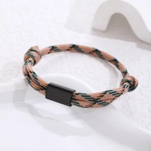 Handmade woven parachute cord stainless steel bracelet for men women stylish wrist jewelry