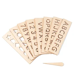 Kit de pochoirs en bois lettres et chiffres avec outil de traçage pour apprentissage enfants