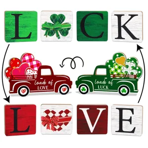Double-Sided Wooden Tiered Tray Decor Valentine's Day St. Patrick's Day Table Centerpiece Home Decor