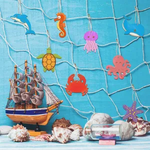Artesanía oceánica de madera sin terminar, recortes de animales para pintura DIY y decor.