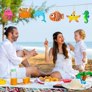 Recortes de animales marinos de madera sin terminar para pintar DIY niños, fiesta playa.