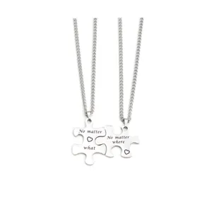 Stainless steel puzzle couple necklace set matching pendant jewelry love gift for him and her