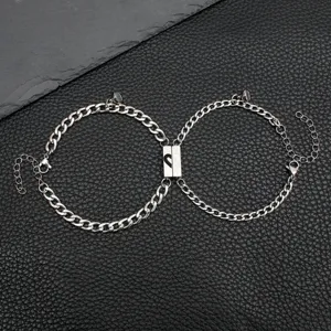 Brazalete de pareja magnético de corazón de acero inoxidable set de joyas a juego