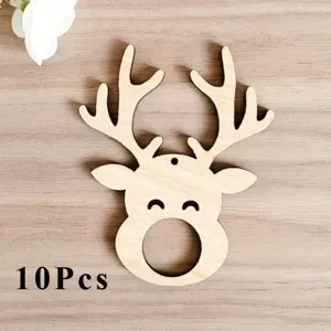 Wooden Reindeer Christmas Tree Ornaments Crafts DIY Blank Wood Slices Holiday Decor 10Pcs