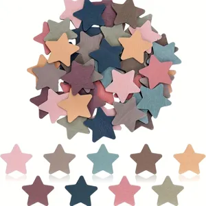 Bunte Holzsterne für Kinder Basteln DIY, sortierte Farben Holzsterne Detailansicht.