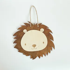 Décoration murale lion en bois style nordique chambre d'enfant accessoire photo 01