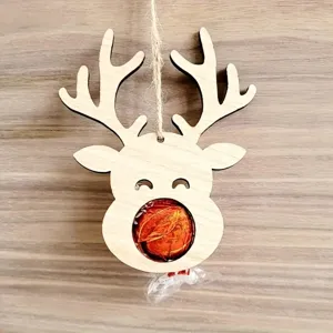 Modern Wooden Reindeer Chocolate Holder Christmas Tree Hanging Ornament Holiday Gift Box Filler Party Decor