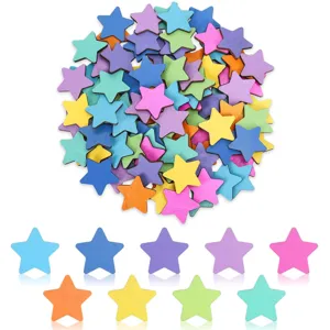 Hölzerne Bunte Flicken Geometrisches Muster DIY Handwerk Stücke Stern Smiley Gesicht Belohnung Glas Zubehör Für Kinder Zuhause Schule