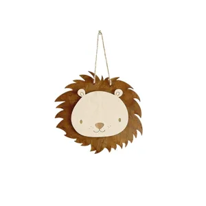 Lion en bois nordique tenture murale chambre d'enfant décoration mignon accessoire photo.