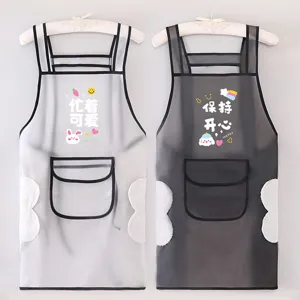 Tablier de Cuisine en TPU Imperméable Résistant à l'Huile Transparent Vêtements de Travail Essuyables Avec Poche Serviette Polaire Pour Femmes Hommes