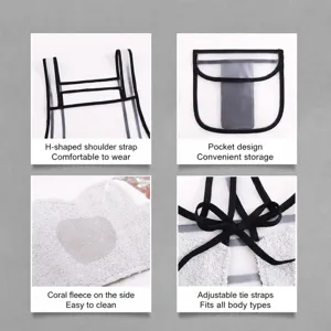 Tablier de cuisine imperméable en TPU avec bretelles, poches et lingette en polaire.