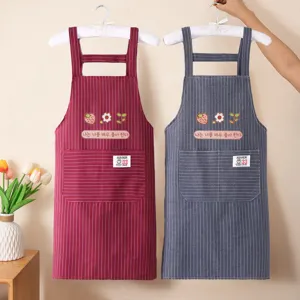 Modern Minimalistisch Polyester Streifendruck Schürze Mit Vordertasche Ärmellos Schützend Küche Haushalt Kochen Overall Für Unisex Täglich Zuhause