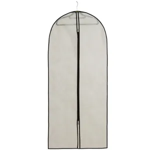 Breathable garment cover with zipper and black trim, ideal for suits and coats protection.