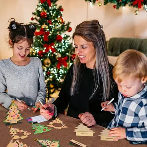 Kit de decoration de sapin de Noel en bois brut pour enfants loisirs creatifs bricolage DIY art.