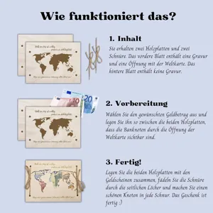 Houten geldcadeau wereldkaarthouder creatief houten ambacht geld clip instructie handleiding