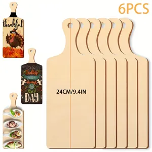 6pcs mini tablas de cortar de madera rodajas de madera diy decoración cocina 24cm