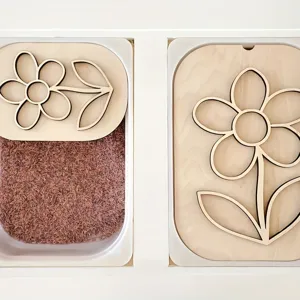 Holz hohle Blumen Deckel Vorratsbehaelter Detailansicht, minimalistische Heimdeko.