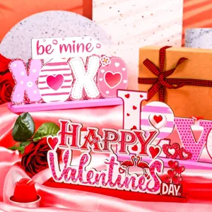 Wooden Valentine's Day Tiered Tray Decor Love Heart Table Sign Farmhouse Wedding Anniversary Home Party Decoration