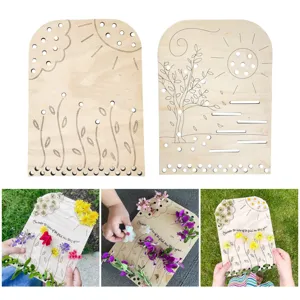 Pädagogisches Holz Natur Erkundungsspielzeug für Kinder Outdoor Blumen Brett Details.
