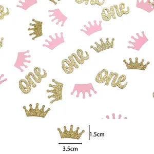 1e verjaardag feest goud roze kroon one papier confetti tafeldecoratie set leuk.