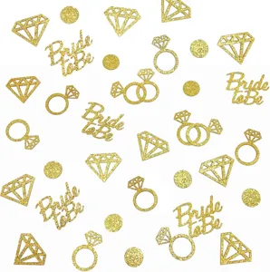 Bride To Be Glitter Paper Confetti Diamond Ring Polka Dot Wedding Table Tableware Scatter Valentines Day Proposal Engagement Party Bridal Shower Decoration Ornament