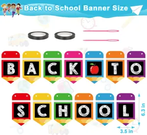 Back to school banner decoration set, classroom party hanging flags with pencils design.