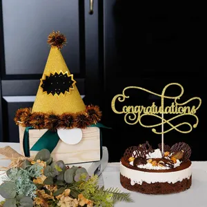 2026 Decoration de Gateau de Graduation Congrats Paillete d Or pour Fete Decoration