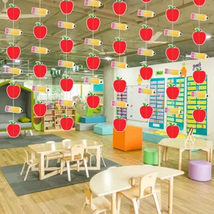 Décoration de rentrée scolaire guirlande pomme crayon banderole pour fête de classe