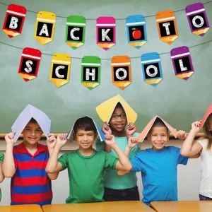 Back to school banner classroom decoration pencil pennant garland for party supplies.