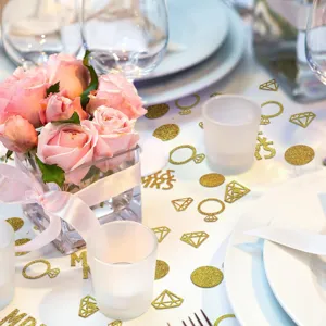 Confetti de mesa de boda oro brillante diamante anillo decoracion de fiesta 100pcs