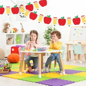 Back to school classroom decoration apple and pencil banner garland for school party.