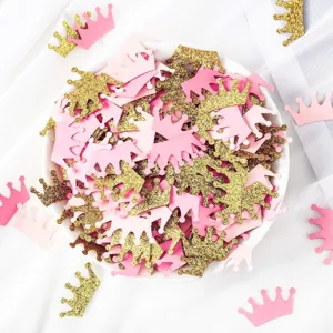 Détails de confettis couronne pailletés rose et or pour anniversaire fille baby shower.