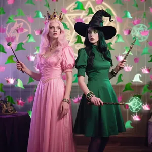 Heks feest slingers decoratie groen en roze vier meter lang voor feestartikelen