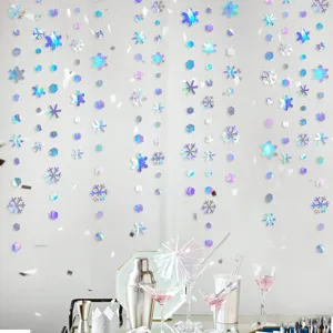 Guirlande de flocons de neige en papier iridescent décoration suspendue hiver fête