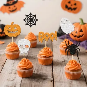 Halloween Adornos para Pastel Lindo Fantasma Araña Calabaza Brillo Fiesta
