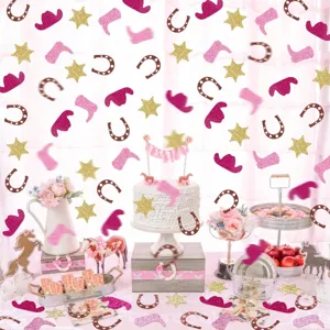 Decorazioni per festa cowboy western coriandoli glitterati stivale ferro di cavallo