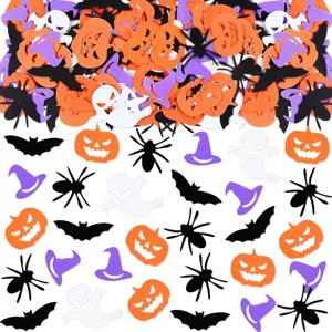 Halloween Confetti Mixed Cartoon Pumpkin Ghost Witch Spider Web Paper Scattered Confetti For Holiday Table Party Decorations