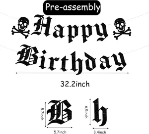Gothic Halloween Totenkopf Happy Birthday Banner Party Dekoration vorassembliert 32 Zoll