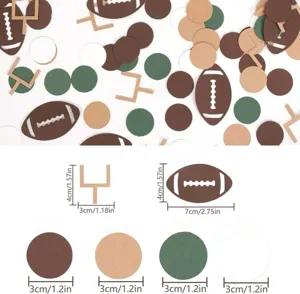 Football theme party confetti set with various shapes for sport celebration decor.